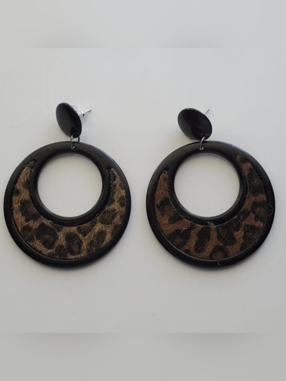 Dark Brown Leopard Print Hoop Earrings